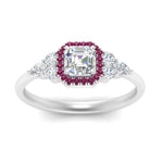 Load image into Gallery viewer, asscher-cut-halo-cluster-accent-pink-sapphire-engagement-ring-in-white-gold-FD10512ASRGSADRPIANGLE5-NL-WG.jpg?v=1770117207