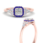 Load image into Gallery viewer, asscher-cut-halo-cluster-accent-sapphire-engagement-ring-in-rose-gold-FD10512ASRGSABLANGLE3-NL-RG.jpg?v=1770117207