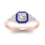 Load image into Gallery viewer, asscher-cut-halo-cluster-accent-sapphire-engagement-ring-in-rose-gold-FD10512ASRGSABLANGLE5-NL-RG.jpg?v=1770117207