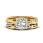 Load image into Gallery viewer, asscher-cut-halo-diamond-infinity-bridal-set-in-yellow-gold-FD9212AS-NL-YG-B2.jpg