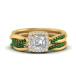 Load image into Gallery viewer, asscher-cut-halo-emerald-infinity-bridal-set-in-yellow-gold-FD9212ASGEMGR-NL-YG-B2.jpg