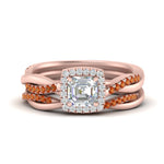 Load image into Gallery viewer, asscher-cut-halo-orange-sapphire-infinity-bridal-set-in-rose-gold-FD9212ASGSAOR-NL-RG-B2.jpg
