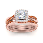 Load image into Gallery viewer, asscher-cut-halo-orange-sapphire-infinity-bridal-set-in-rose-gold-FD9212ASGSAOR-NL-RG-B2.jpg