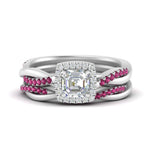 Load image into Gallery viewer, asscher-cut-halo-pink-sapphire-infinity-bridal-set-in-white-gold-FD9212ASGSADRPI-NL-WG-B2.jpg