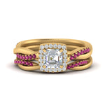 Load image into Gallery viewer, asscher-cut-halo-pink-sapphire-infinity-bridal-set-in-yellow-gold-FD9212ASGSADRPI-NL-YG-B2.jpg
