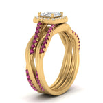 Load image into Gallery viewer, asscher-cut-halo-pink-sapphire-infinity-bridal-set-in-yellow-gold-FD9212ASGSADRPI-NL-YG-B2.jpg
