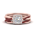 Load image into Gallery viewer, asscher-cut-halo-ruby-infinity-bridal-set-in-rose-gold-FD9212ASGRUDR-NL-RG-B2.jpg