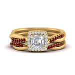 Load image into Gallery viewer, asscher-cut-halo-ruby-infinity-bridal-set-in-yellow-gold-FD9212ASGRUDR-NL-YG-B2.jpg
