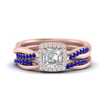 Load image into Gallery viewer, asscher-cut-halo-sapphire-infinity-bridal-set-in-rose-gold-FD9212ASGSABL-NL-RG-B2.jpg