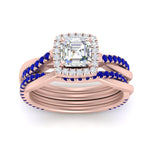 Load image into Gallery viewer, asscher-cut-halo-sapphire-infinity-bridal-set-in-rose-gold-FD9212ASGSABL-NL-RG-B2.jpg
