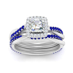 Load image into Gallery viewer, asscher-cut-halo-sapphire-infinity-bridal-set-in-white-gold-FD9212ASGSABL-NL-WG-B2.jpg