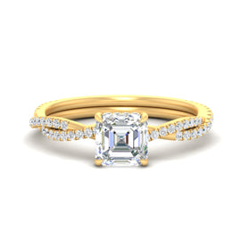 Hidden Halo Lab Grown Asscher Cut Split Shank Ring