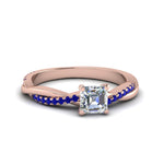 Load image into Gallery viewer, asscher-cut-infinity-twist-diamond-engagement-ring-with-blue-sapphire-in-14K-rose-gold-FD8253ASRGSABL-NL-RG

