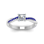 Load image into Gallery viewer, asscher-cut-infinity-twist-diamond-engagement-ring-with-blue-sapphire-in-14K-white-gold-FD8253ASRGSABL-NL-WG

