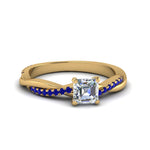 Load image into Gallery viewer, asscher-cut-infinity-twist-diamond-engagement-ring-with-blue-sapphire-in-14K-yellow-gold-FD8253ASRGSABL-NL-YG
