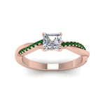 Load image into Gallery viewer, asscher-cut-infinity-twist-diamond-engagement-ring-with-emerald-in-14K-rose-gold-FD8253ASRGEMGR-NL-RG
