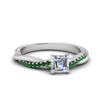 Load image into Gallery viewer, asscher-cut-infinity-twist-diamond-engagement-ring-with-emerald-in-14K-white-gold-FD8253ASRGEMGR-NL-WG
