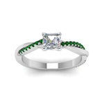 Load image into Gallery viewer, asscher-cut-infinity-twist-diamond-engagement-ring-with-emerald-in-14K-white-gold-FD8253ASRGEMGR-NL-WG
