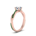 Load image into Gallery viewer, asscher-cut-infinity-twist-diamond-engagement-ring-with-emerald-in-14K-rose-gold-FD8253ASRGEMGR-NL-RG
