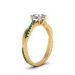 Load image into Gallery viewer, asscher-cut-infinity-twist-diamond-engagement-ring-with-emerald-in-14K-yellow-gold-FD8253ASRGEMGR-NL-YG
