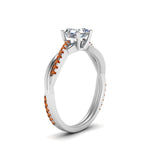 Load image into Gallery viewer, asscher-cut-infinity-twist-diamond-engagement-ring-with-orange-sapphire-in-14K-white-gold-FD8253ASRGSAOR-NL-WG
