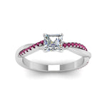 Load image into Gallery viewer, asscher-cut-infinity-twist-diamond-engagement-ring-with-pink-sapphire-in-14K-white-gold-FD8253ASRGSADRPI-NL-WG
