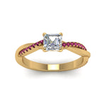 Load image into Gallery viewer, asscher-cut-infinity-twist-diamond-engagement-ring-with-pink-sapphire-in-14K-yellow-gold-FD8253ASRGSADRPI-NL-YG
