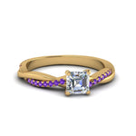 Load image into Gallery viewer, asscher-cut-infinity-twist-diamond-engagement-ring-with-violac-topaz-in-14K-yellow-gold-FD8253ASRGVITO-NL-YG

