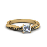 Load image into Gallery viewer, asscher-cut-infinity-twist-engagement-ring-with-black-diamond-in-14K-yellow-gold-FD8253ASRGBLACK-NL-YG
