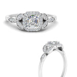 Load image into Gallery viewer, asscher-cut-lab-diamond-halo-engagement-ring-with-leaf-accents-in-platinum-FD9827ASRANGLE3-NL-WG.jpg?v=1770891168