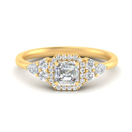 Halo Cluster Accent Engagement Ring