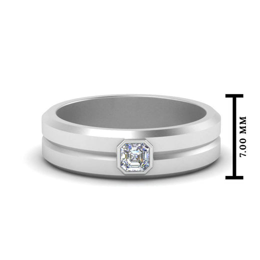 Mens Asscher Cut Solitaire Wedding Ring