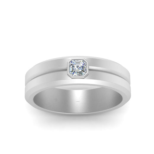 Mens Asscher Cut Solitaire Wedding Ring