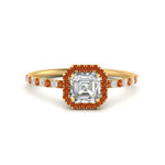 Load image into Gallery viewer, asscher-cut-orange-sapphire-halo-petite-engagement-ring-in-yellow-gold-FD8523ASRGSAORANGLE3-NL-YG
