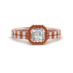 Load image into Gallery viewer, asscher-cut-orange-sapphire-halo-wedding-ring-set-in-rose-gold-FD8523ASGSAOR-NL-RG