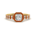 Load image into Gallery viewer, asscher-cut-orange-sapphire-halo-wedding-ring-set-in-yellow-gold-FD8523ASGSAOR-NL-YG