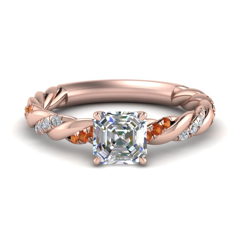 Twisted Vine Asscher Diamond Ring