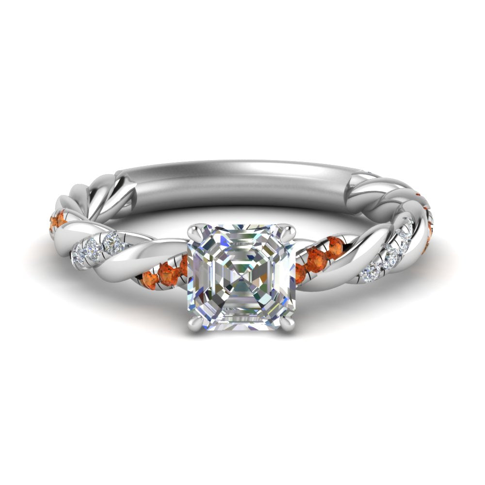 Twisted Vine Asscher Diamond Ring