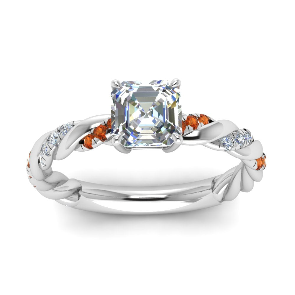 Twisted Vine Asscher Diamond Ring