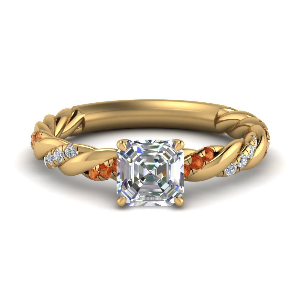 Twisted Vine Asscher Diamond Ring