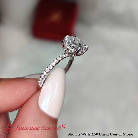 Asscher Cut Pavé Under Halo Engagement Ring