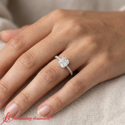 Asscher Cut Pavé Under Halo Engagement Ring