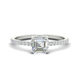 Asscher Cut Pavé Under Halo Engagement Ring