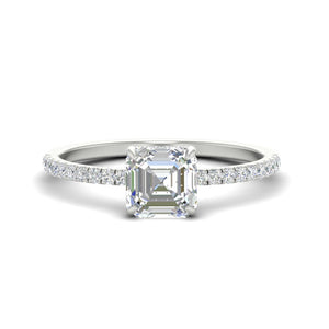 Asscher Cut Pavé Under Halo Engagement Ring