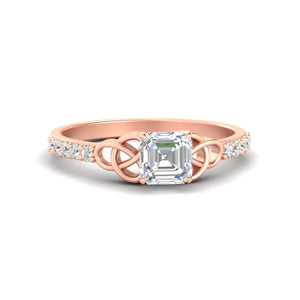 Asscher Cut Petite Celtic diamond Ring