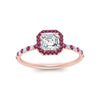 Load image into Gallery viewer, asscher-cut-pink-sapphire-halo-petite-engagement-ring-in-rose-gold-FD8523ASRGSADRPIANGLE3-NL-RG
