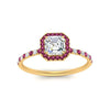 Load image into Gallery viewer, asscher-cut-pink-sapphire-halo-petite-engagement-ring-in-yellow-gold-FD8523ASRGSADRPIANGLE3-NL-YG