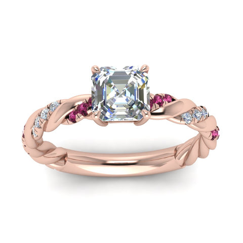 Twisted Vine Asscher Diamond Ring