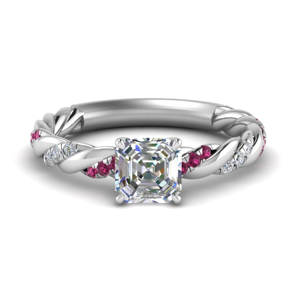 Twisted Vine Asscher Diamond Ring
