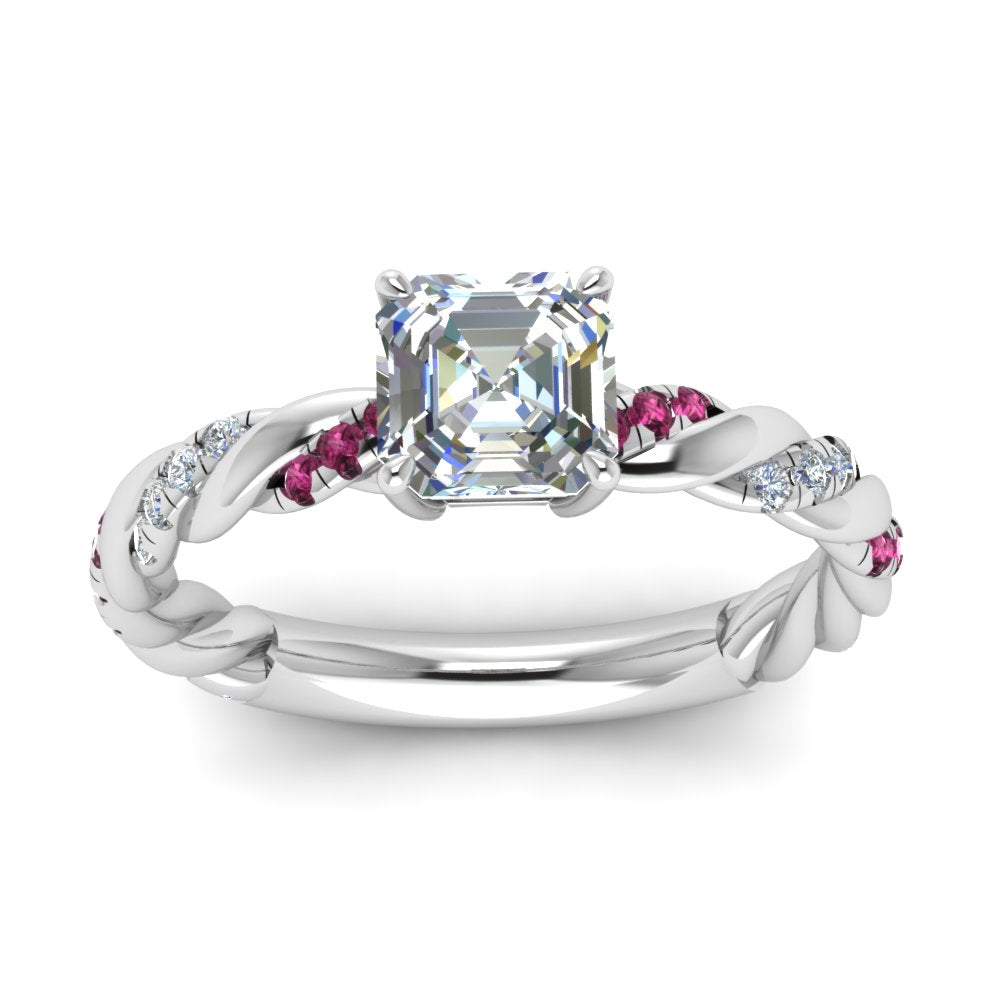 Twisted Vine Asscher Diamond Ring